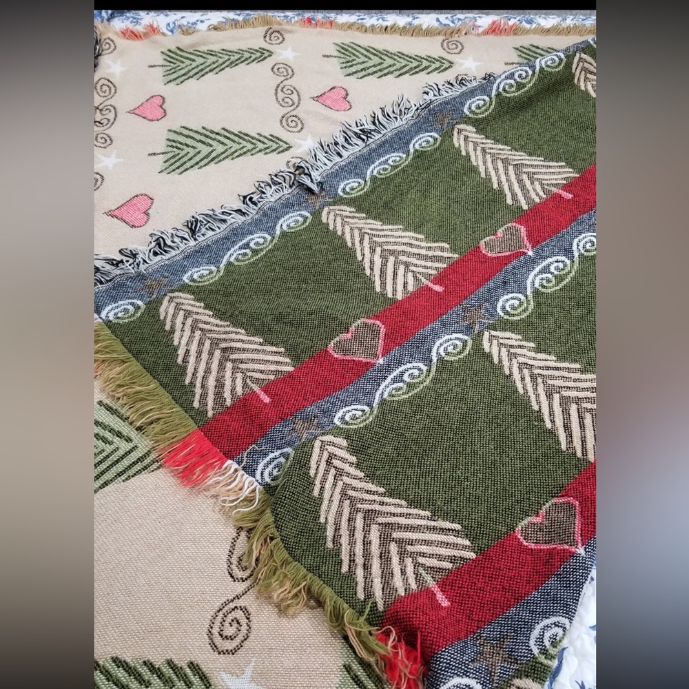 Vintage Hearts Stars Swirls Trees Throw